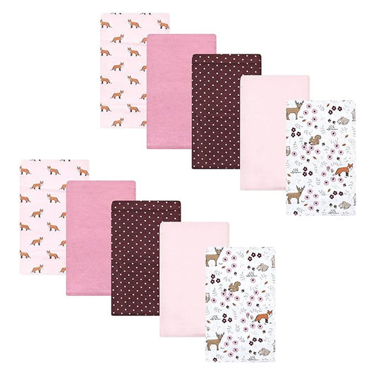 Hudson Baby Unisex Baby Cotton Flannel Burp Cloths, Woodland Floral, One Size