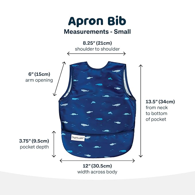Tiny Twinkle Mess Proof Baby Bibs | 2 Pack Waterproof Toddler Bib for Eating | Baby Apron for Feeding, Machine Washable, Perfect Shower Gift (Dinosaur,Ocean Life, 6–24M)