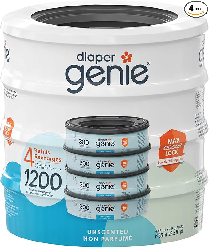 Diaper Genie Unscented Round Refill, 4-pack