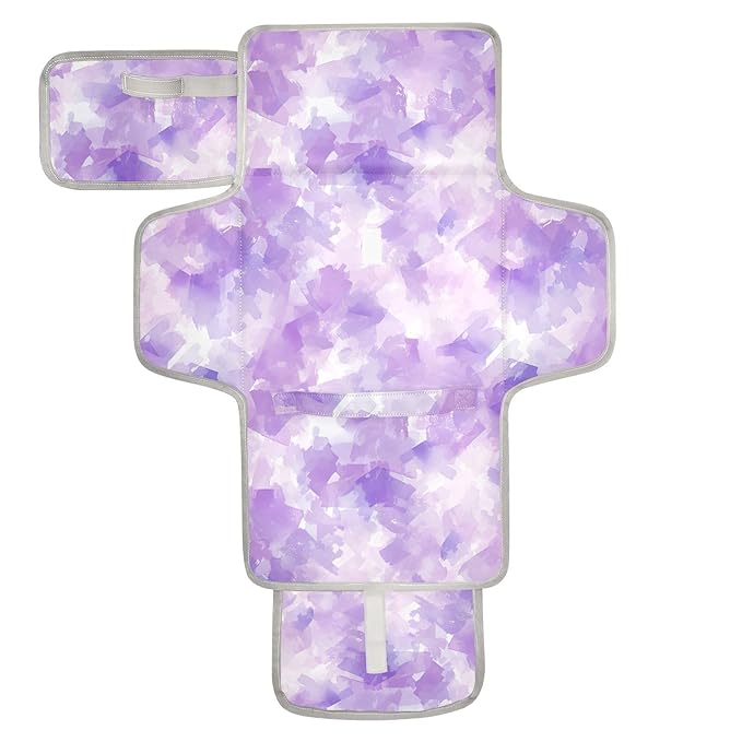 Reusable Diaper Change pad with Tissue Pocket Abstract Watercolor Lilac Purple Light Peach Diaper Changing pad Portable for Moms, Dads cambiadores de pa?ales para Bebes