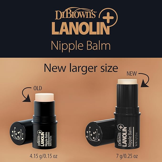 Dr. Brown's Lanolin+ Nipple Balm, Postpartum and Breastfeeding Essential, Soothe and Protect Dry, Chapped Nipples, 7 g/.25 oz