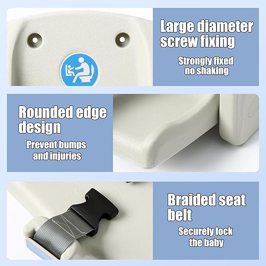 Wall-Mounted Public Bathroom Baby Seat - Foldable Child Protection Seat with Safety Buckle, Durable ABS Toddler Safety Seat