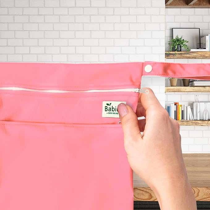 2-Pack Wet Bags – Waterproof Travel Bags for Cloth Diapers, Baby Essentials & Swimwear – Reusable Wet Dry Bag with Double Zipper & Handle for Diaper Bag & Beach Trips (Sunrise Sorbet)