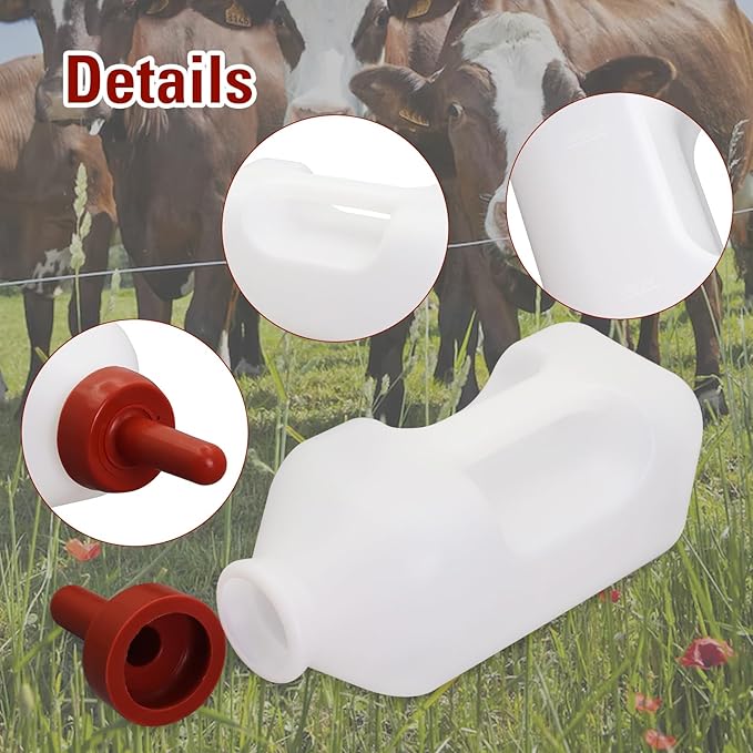 2 Quart Calf Nursing Feeding Bottle with a Replacement Nipple, Calves Nursing Milk Feeding Bottle with Handle Livestock Supplie