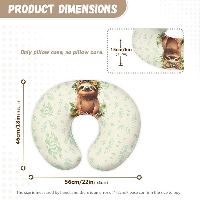 Sloth Nursing Pillow Covers for Breastfeeding Pillow U-Shaped Nursing Slipcover Breastfeeding Pillow Case Soft and Skin-Friendly Xmas Decor
