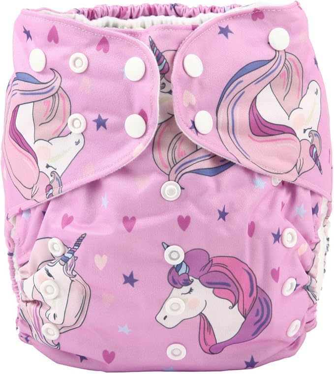 2 to 7 Years Old Junior Big Cloth Diaper,Nappy,Pocket Reusable Washable Baby Kids Toddler (Pink Horse)