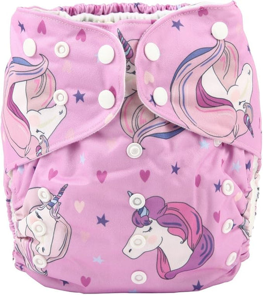 2 to 7 Years Old Junior Big Cloth Diaper,Nappy,Pocket Reusable Washable Baby Kids Toddler (Pink Horse)