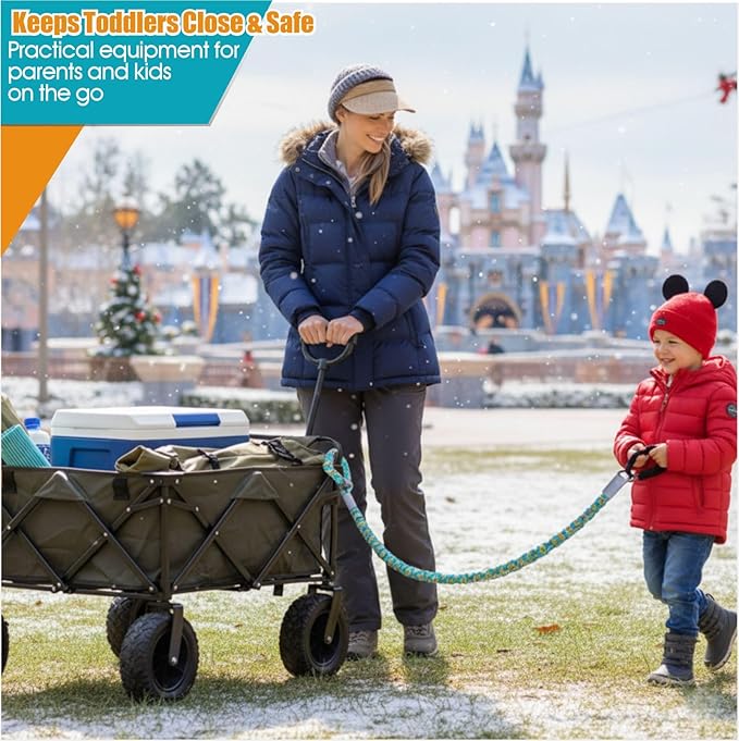 Wagon Safety Wrist Strap - Anti-Lost Toddler Safety Strap Leash for Strollers, Camping Carts & Backpacks, Close Proximity Tether with Soft Handle to Keep Kids Close (Circle)