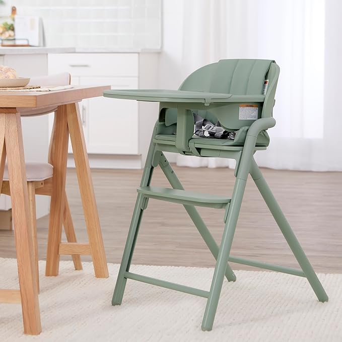 Evolur Step and Savor Baby High Chair, Converts to Adult Stool, 5 Position Adjustable Height and Footrest Positions Portable High Chair, Removable Tray, Easy to Clean and Removable Cushion