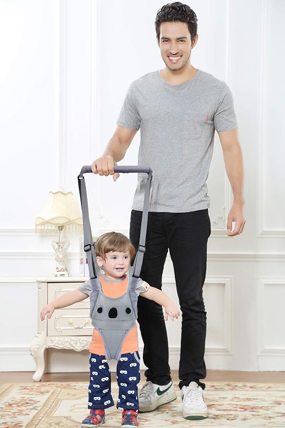 Baby Walking Harness, Handheld Kids Walker Helper, New Upgrade Breathable and Adjustable Toddler Infant Walker Harness Assistant Belt with Instructions for 7-24 Month (Gray)