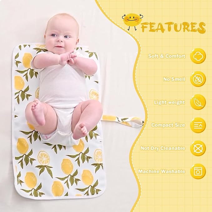 Foldable Baby Changing Mat 2 Pack, Diaper Changing Pad Waterproof Travel Diaper Mat Infant Urinal Pad Baby Changing Kit for Home Travel Outside. (Gray+Blue)