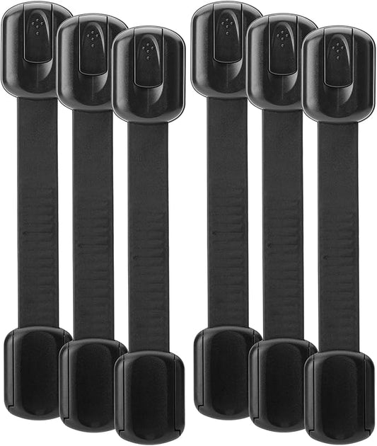 Bates- Child Safety Strap Locks, 6 Pack, Black Baby Cabinet Locks, Toilet Locks Baby Proof, Child Proof Drawer Locks, Cabinet Baby Locks for Cabinets, Child Proof Cabinet Locks, Drawer Child Locks