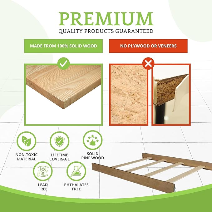 Full-Size Conversion Kit Bed Rails for Baby Appleseed and Eco-Chic Convertible Cribs - Solid Wood Rail - Toddler & Adult Bed Rail for Full-Size Beds - Nursery & Baby Furniture (Sandwash, Hook-On Kit)