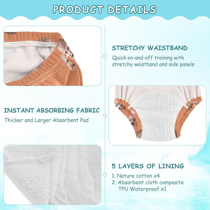 Joko Ivery 1 Orange Custom Potty Training Pants Traning Potty Panty Unisex for Toddlers Boys Girls 4T 3Pcs