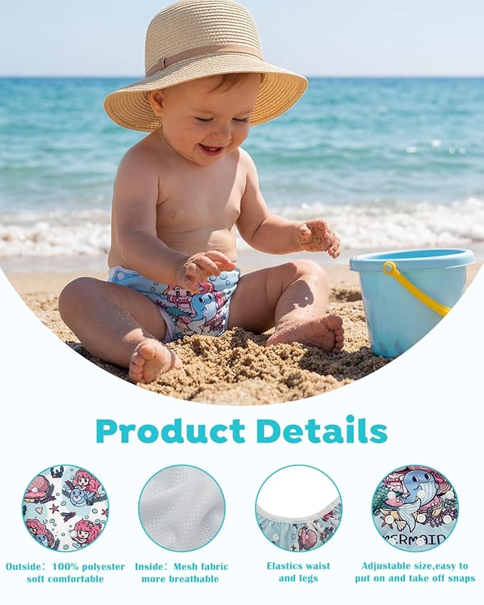 ALVABABY Swim Diapers 2pcs Baby & Toddler Snap One Size Reusable Adjustable Baby Boys' Swim Diapers for Swimming Lessons DYK153-154