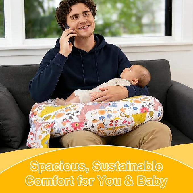 x-vesolje Plus Size Nursing Pillow Wider Support, Breastfeeding Pillow with Adjustable Strap Fit All Body Type, Ergonomic Breast Feeding Pillow, Baby Feeding Pillow for Mom- Max Size (Jungle)