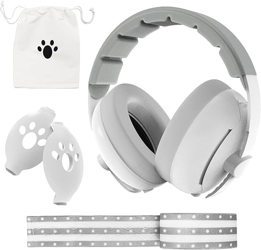 Moonybaby 2-in-1 Baby Ear Protection, Comfortable Headphones, Noise Cancelling, Adjustable Baby Headphones with Stretchy Band