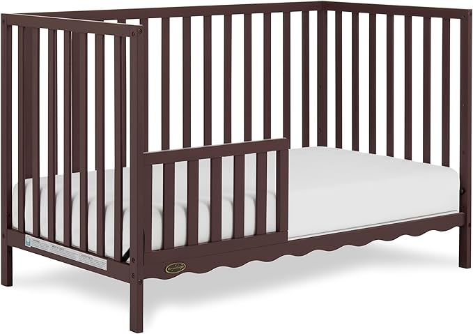Dream On Me Toddler Guard Rail for Convertible Crib, Solid Wood Bed Rail for Toddler Bed Conversion, Chocolate Chip