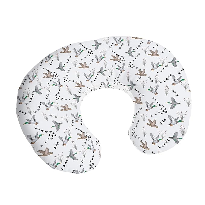 Watercolor Mallard Ducks Nursing Pillow Covers Vintage Duck Reeds Removable Covers for Breastfeeding Pillows Hunting Duck Season Soft Pillowcase for Boys Girls