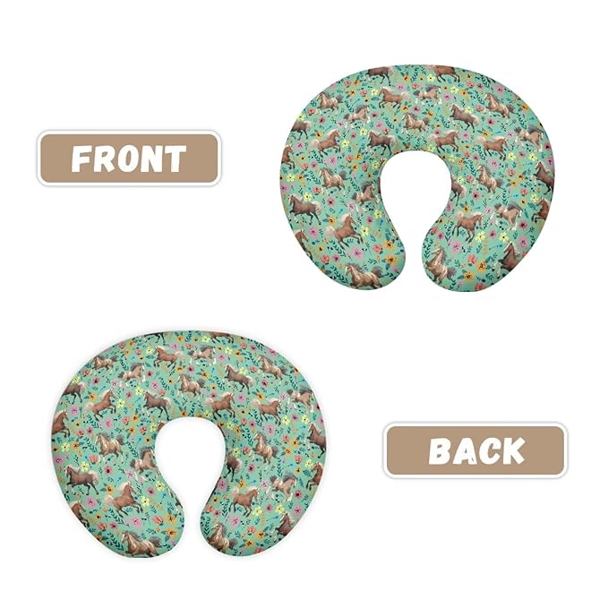 Horse Floral Nursing Pillow Cover Stretchy Neutral Breastfeeding Pillow Cover Fits Snug On Infant Lightweight Neutral Pillow Cover for Infant Snug
