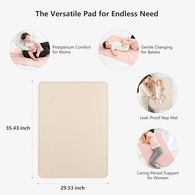 Portable Diaper Changing Pad 2 Pack Baby Changing Pad Travel, Lightweight Absorbent Baby Changing Mat 35 * 29.5 inch Diaper Bag Essentials - Apricot&Pink