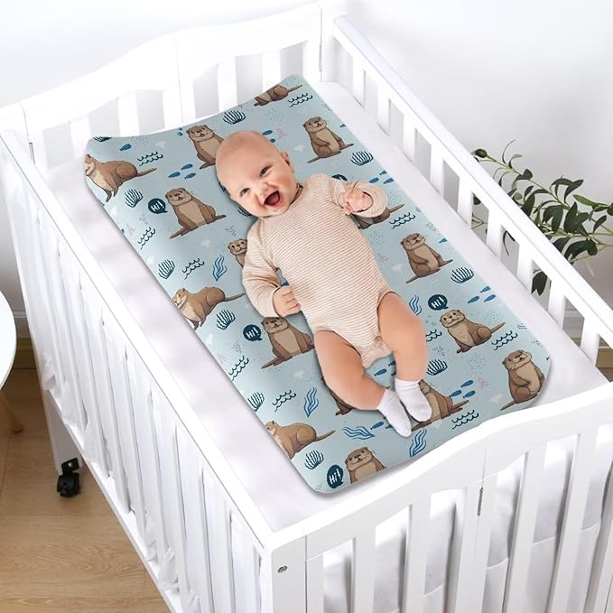 Sea Otter Changing Pad Cover Durable Breathable Nursery Pad Change Cover Waterproof Lightweight Soft Universal Tray Table Mat