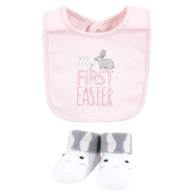 Hudson Baby Unisex Baby Cotton Bib and Sock Set, Some Bunny, One Size