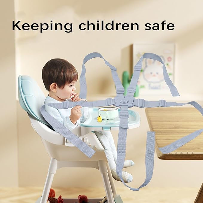 Universal White 5 Point Harness Strap, Adjustable Harness Belt, Safety Harness Seat Belt for High Chair/Pushchair/Stroller, Full Protection Child Kid Harness Belt