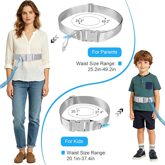 Accmor Toddler Safety Waist Leash for Active Child, Hands-Free Anti Lost Waist Link with Lock, Reflective Walking Leash Belt, Adjustable Secure Public Walking Tether for Special Needs, Autistic, ADHD