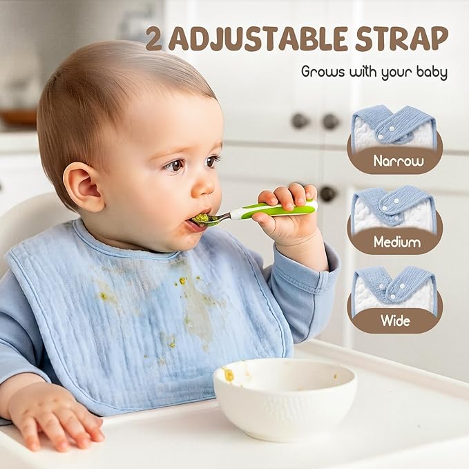 POIKSHARK 6-Pack Muslin Baby Bibs for Unisex Boys Girls, Cotton Baby Drool Bibs, Drooling and Teething Bibs for Infant