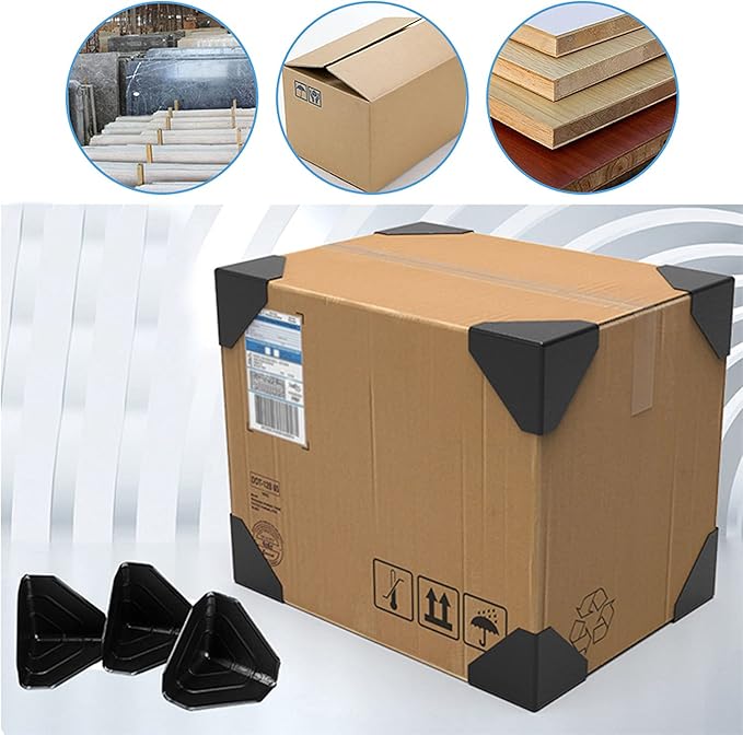 100 pcs Carton Packing Corner Guard Frame Corner Protectors Black Corner Protector V Shaped Edge Guards for Carton Boxes, Furniture and Other Products Packaging