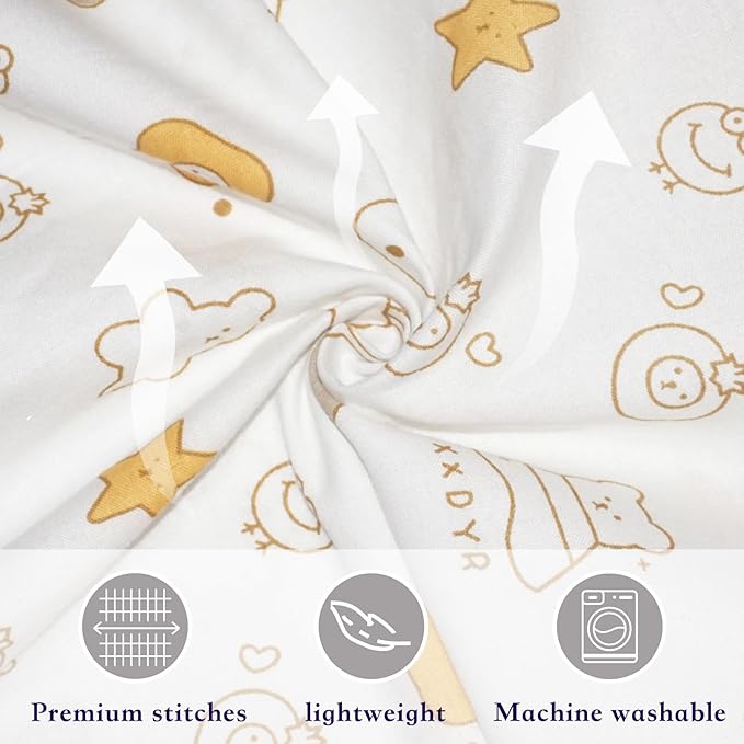 Nursing Pillow Cover(Only Pillowcase) Soft Cotton Removable Cover for Breastfeeding Pillows, Ultra Comfortable Breathable Slipcover for Newborn Baby Girl and Boy (Yellow Star)