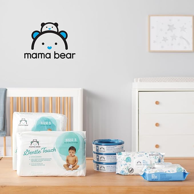 Mama Bear Diaper Pail Refills for Genie Pails, Unscented, 2160 Count (8 Packs of 270)