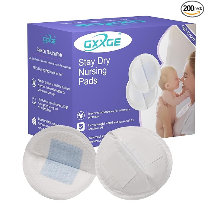 GXXGE Stay Dry Ultra Thin Disposable Nursing Pads for Breastfeeding Highly Absorbent Breast Pads Individually Wrapped 200 Count