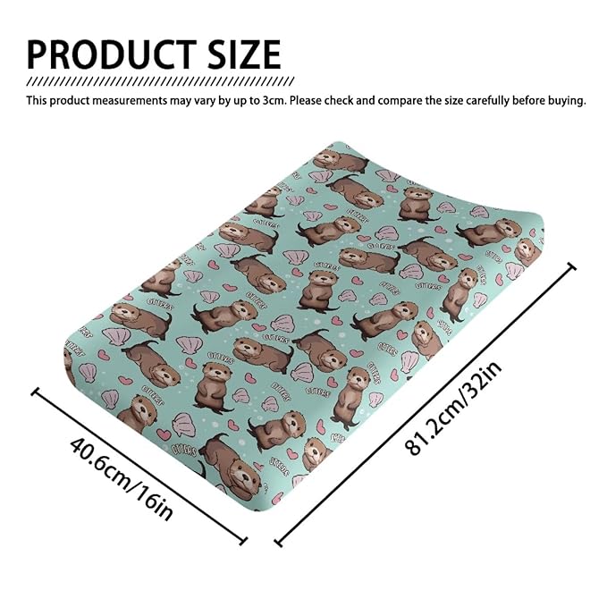 ZDCUSTOM Otters Changing Pad Cover Lovely Print Changing Pad Sheets Soft & Breathable Diaper Changing Table Cover Infant Newborn Changing Mat Sheet