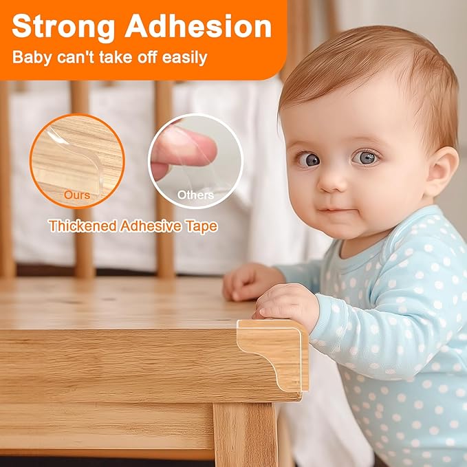 E-PRONSE New Pre-Taped Corner Protectors, 12PCS Corner Protector Baby with Improved Smooth Corner, Furniture Table Corner Protectors for Baby Proofing with Strong Ahesion
