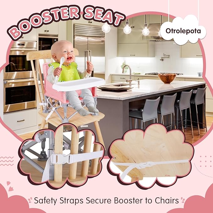 Portable Baby Chair, Folding Booster Seat with Tray for Dining Table Compact Camping Chair for Lawn Beach Travel Babies 6-36 Months