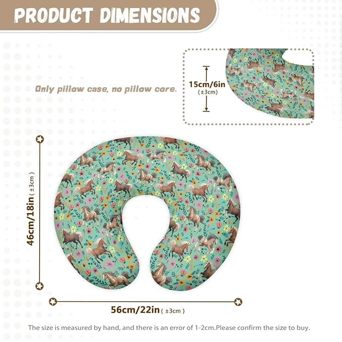Horse Floral Nursing Pillow Cover Stretchy Neutral Breastfeeding Pillow Cover Fits Snug On Infant Lightweight Neutral Pillow Cover for Infant Snug