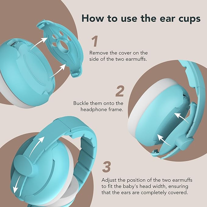 Moonybaby 2-in-1 Baby Ear Protection, Comfortable Headphones, Noise Cancelling, Adjustable Baby Headphones with Stretchy Band