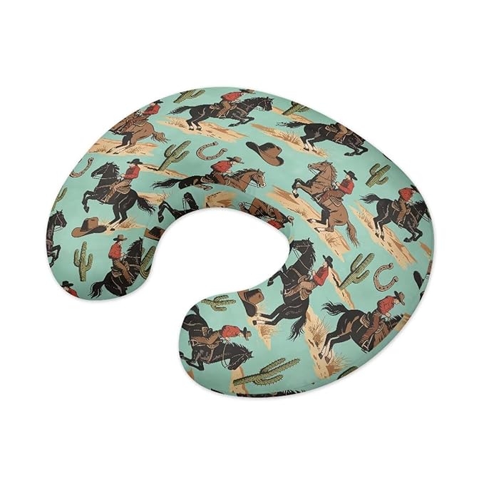 Jeiento Horse Race Nursing Pillow Cover Stretchy Removable Case for Breastfeeding Pillows Soft Comfortable Slipcover for U-Shaped Pillows