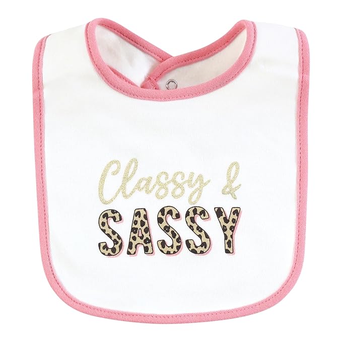 Hudson Baby Infant Girl Cotton Bibs, Sassy Cheetah, One Size