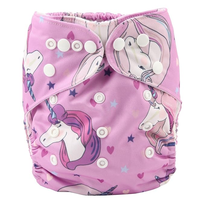 Baby Pocket Diaper Nappy Reusable Washable 8lbs to 36lbs (Pink Horse)