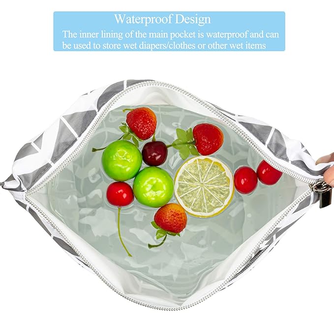 2Pcs Reusable Wet Dry Bags for Baby Cloth Diapers Waterproof Washable with Two Zipper Pockets for Dirty Gym Clothes, Travel, Beach Pool Daycare Soiled Baby Items
