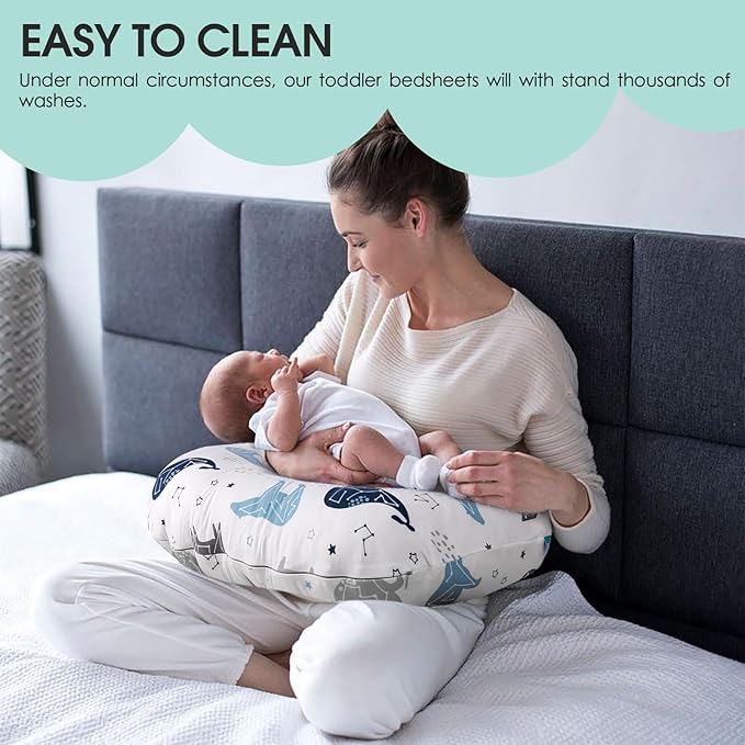 BROLEX Baby Nursing Pillow Covers: 2-Pack Soft Slipcovers for Breastfeeding Pillows - Comfortable Fabric, Fits Standard Nursing Pillows for Boys & Girls -Space Planet