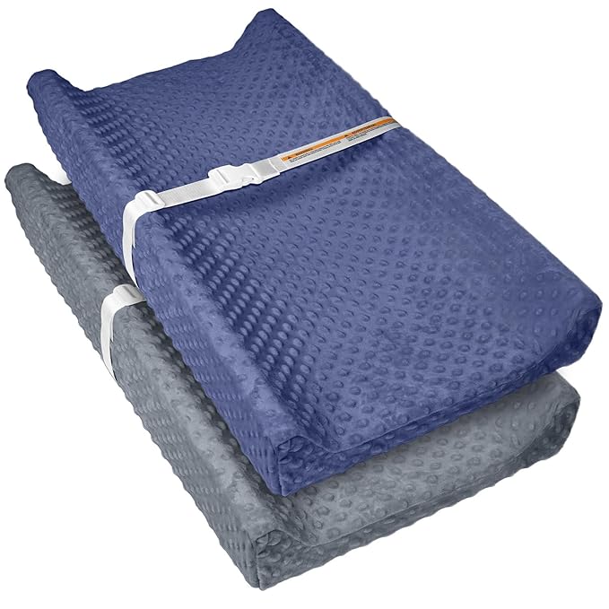 2 Pack Baby Changing Pad Covers, Super Soft Plush Dot Diaper Changing Table Covers Fit 32x16 Inch Changing Table Pad for Baby Boys & Girls
