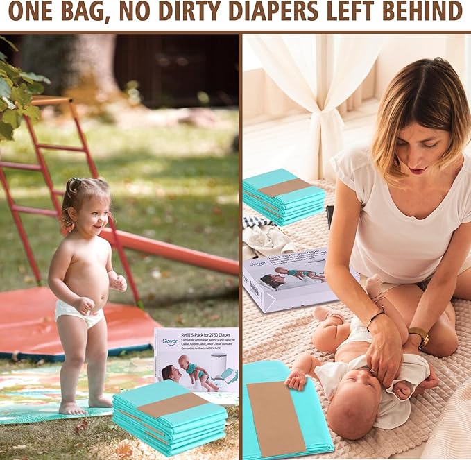Sloyar Refills Compatible with DEKOR CLASSIC Diaper Pails/5 Pack/Versatile and Functional/Suitable for Seniors and Infants/Baby Powder Fragrance/Holds up to 2750 Diapers