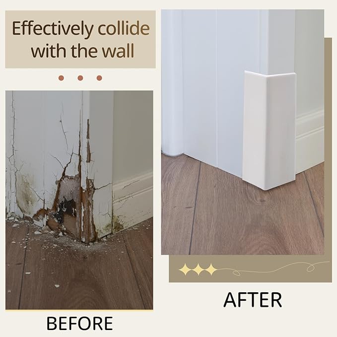 Pangda Baseboard Corners Blocks Self Adhesive Rubber Safety Corner Protectors Proofing Edge Guard Corner Cushion for Wall Furniture Edge(White,4 Pcs)