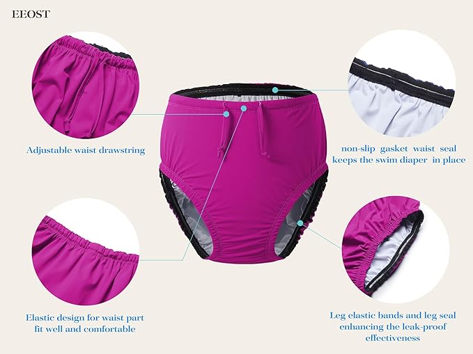Adult Reusable Swim Diapers Special Needs Swimwear for Incontinence Cloth Diaper Covers Waterproof,Leakproof, Unisex