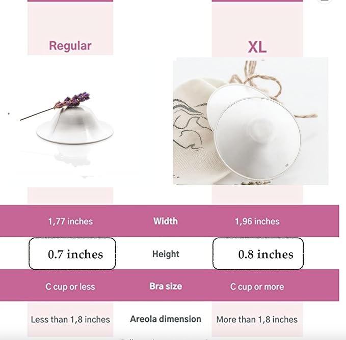 The Original Silver Nursing Cups Nipple Cover Nipple Soother for Newborn Breastfeeding Moms, 925 Silver Nursing Cups (X-Large)