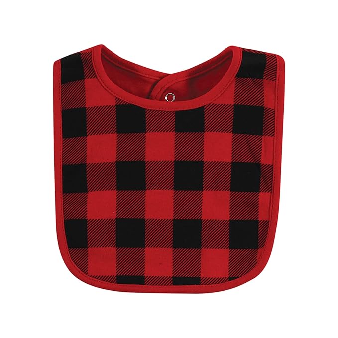Hudson Baby Unisex Baby Cotton Bibs, Buffalo Plaid Bear, One Size
